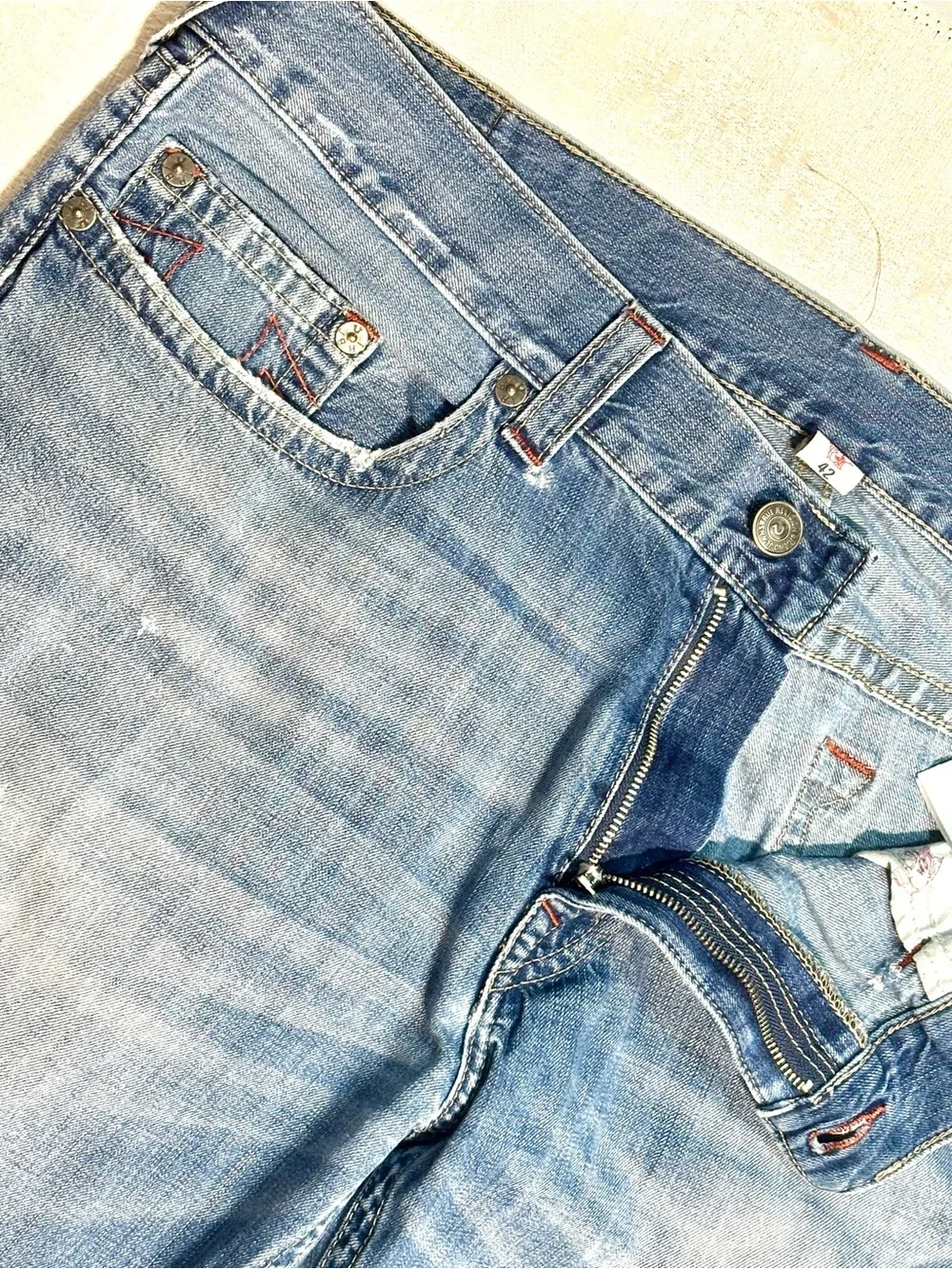 True Religion Rickie Straight Men's Light Blue Slim Straight Jeans Size 42
